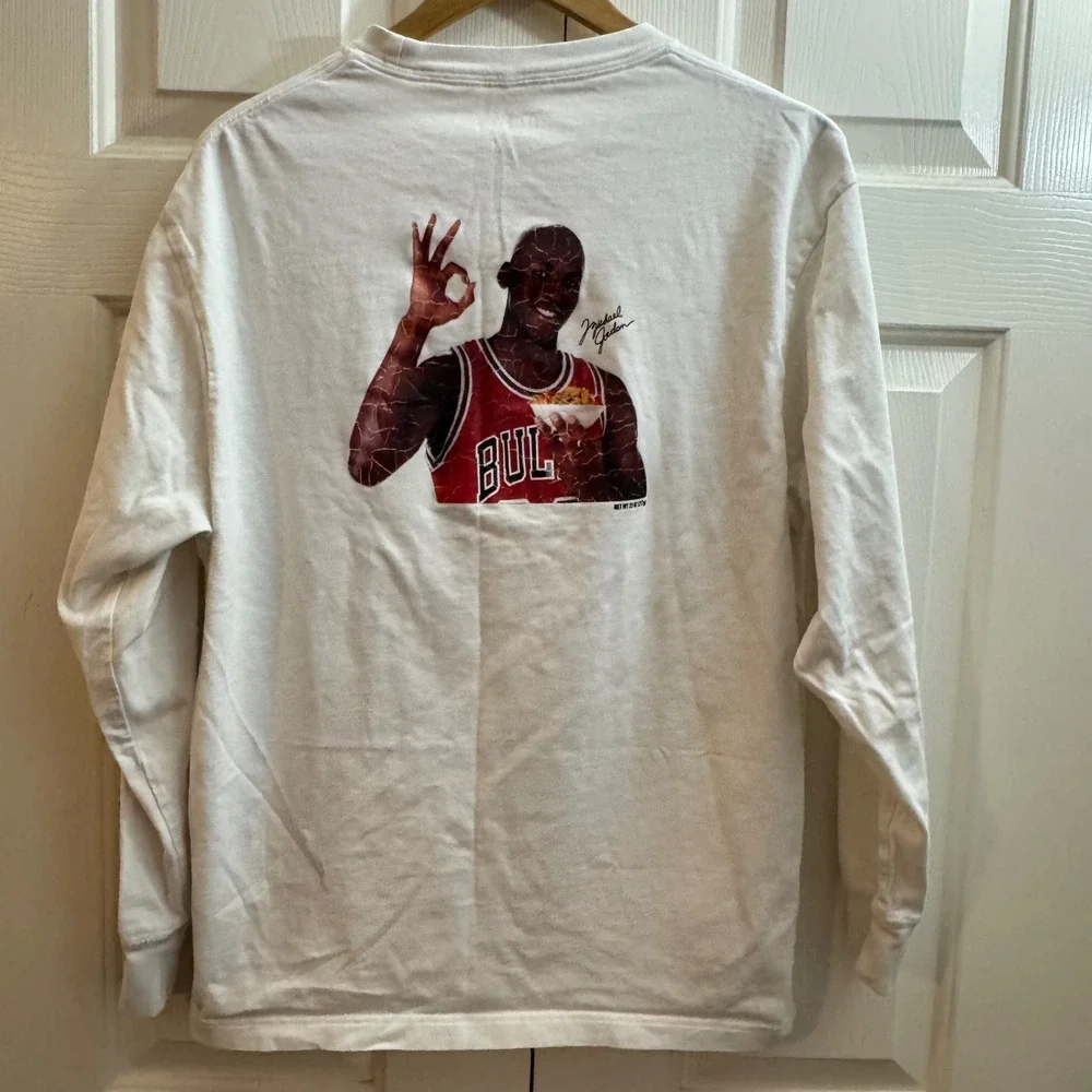 Jordan Flight MVP 85 Wheaties Long Sleeve Graphic T-Shirt White Mens Medium